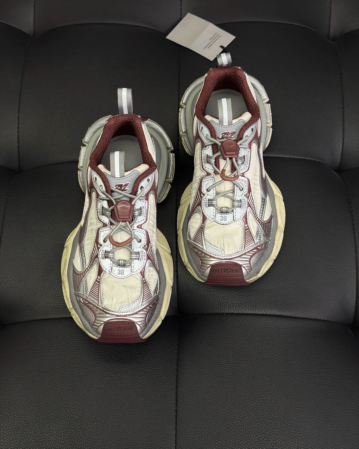 Caged Panel Runner Cream and Red Sneakers