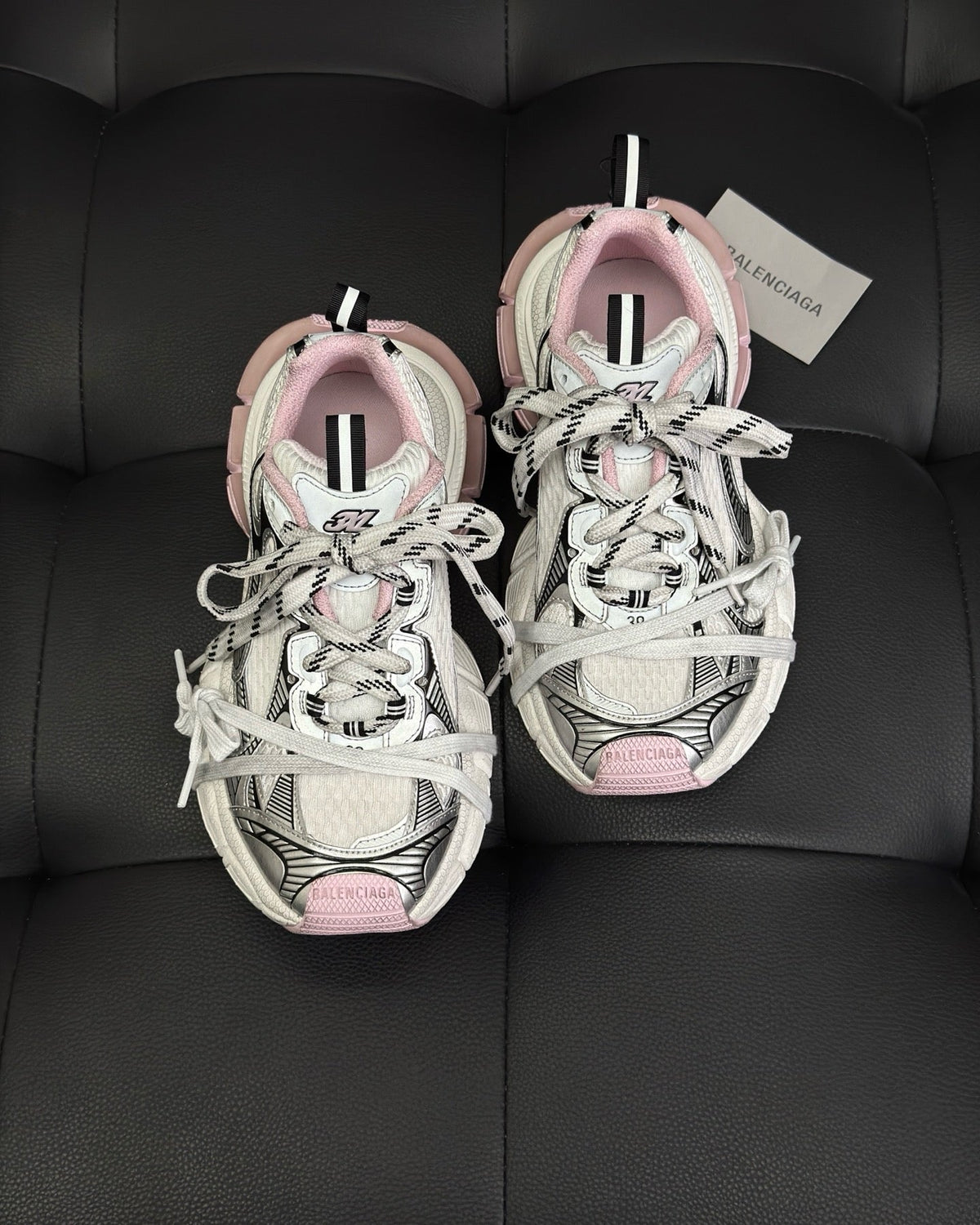 Caged Panel Runner Cream and Pink Sneakers