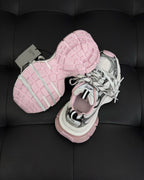 Caged Panel Runner Cream and Pink Sneakers