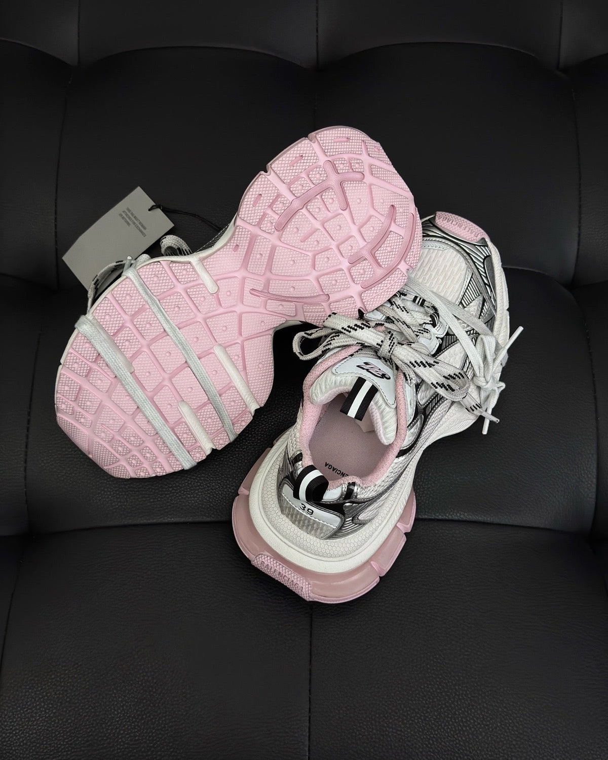 Caged Panel Runner Cream and Pink Sneakers