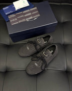 Grauer Wildleder-Monk-Schuh mit doppelter Schnalle - Herren