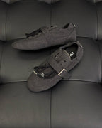 Grauer Wildleder-Monk-Schuh mit doppelter Schnalle - Herren
