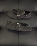 Grauer Wildleder-Monk-Schuh mit doppelter Schnalle - Herren