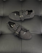 Grauer Wildleder-Monk-Schuh mit doppelter Schnalle - Herren