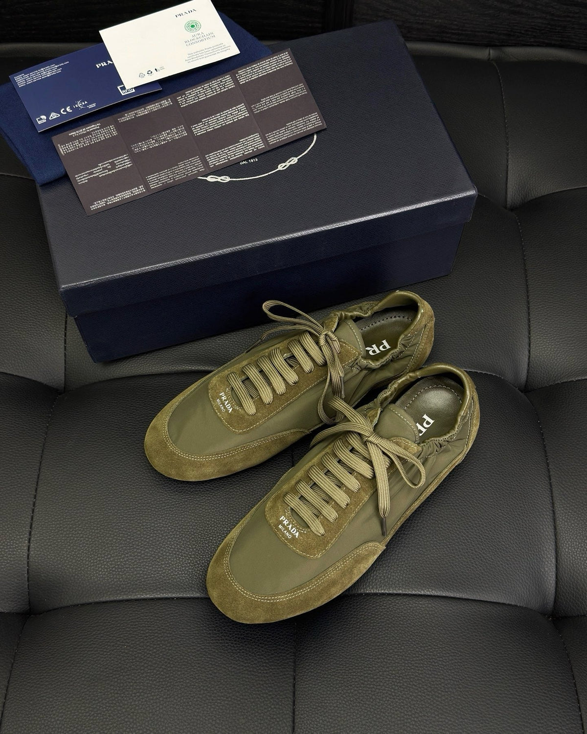 Dunkelgrüne Derbyschuhe – Herren