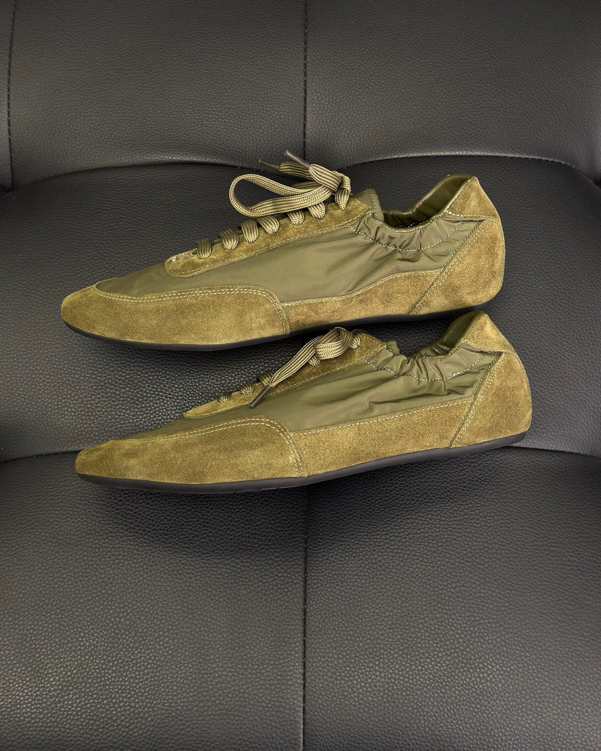 Dunkelgrüne Derbyschuhe – Herren
