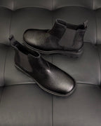 Black Suede Plain Chelsea Boot - Men's