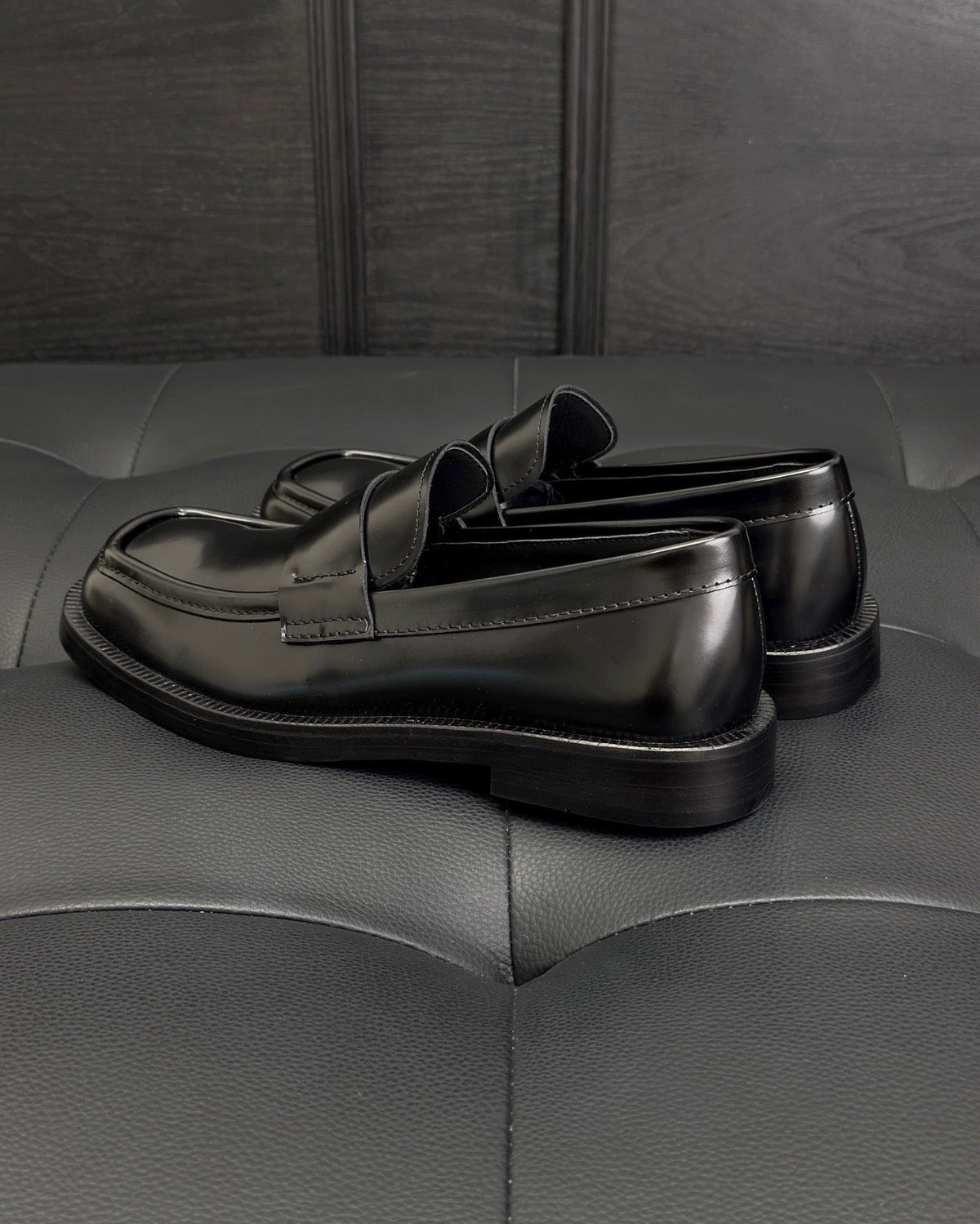 Black Patent Plain Loafer - Men's