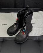 Black Suede Charm Combat Boot - Men's