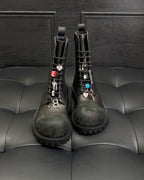 Black Suede Charm Combat Boot - Men's