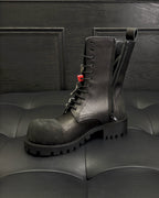Black Suede Charm Combat Boot - Men's