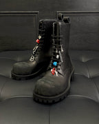 Black Suede Charm Combat Boot - Men's