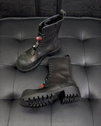 Black Suede Charm Combat Boot - Men's