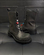 Black Suede Charm Combat Boot - Men's