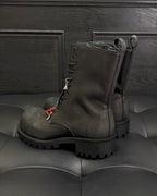 Black Suede Charm Combat Boot - Men's