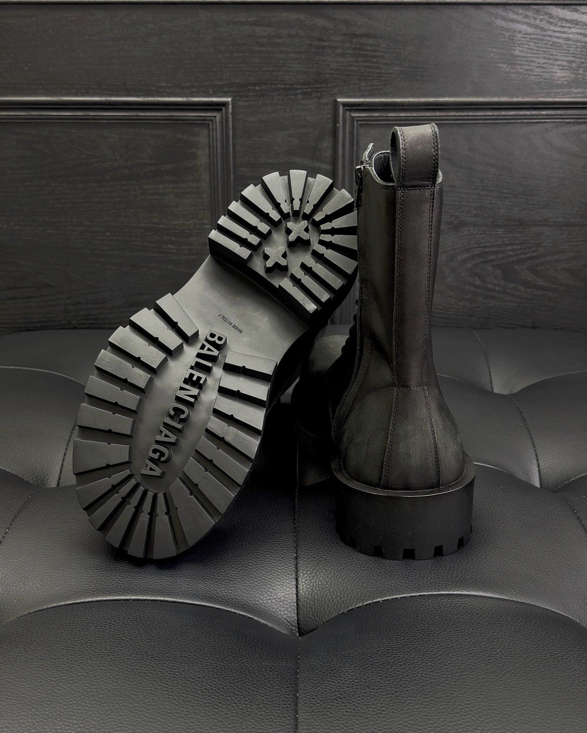 Black Suede Charm Combat Boot - Men's