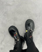 Black Suede Charm Combat Boot - Men's