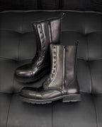 Black Leather Zip Combat Boot - Men's
