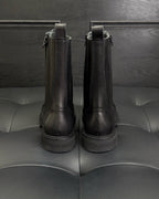 Black Leather Zip Combat Boot - Men's