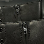 Black Leather Zip Combat Boot - Men's