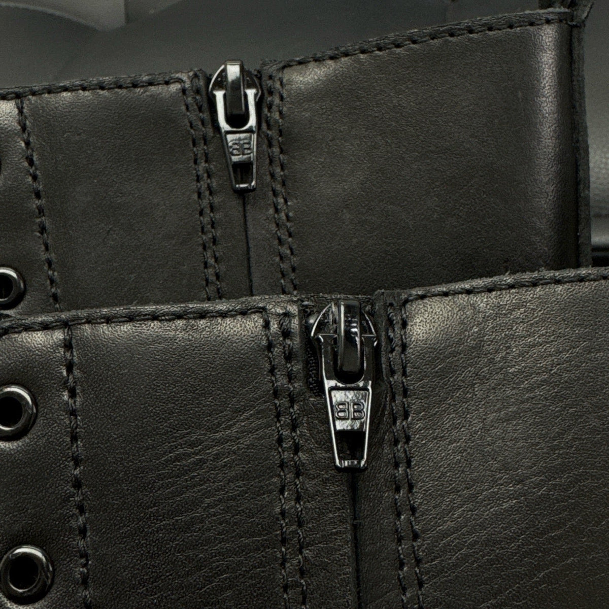 Black Leather Zip Combat Boot - Men's