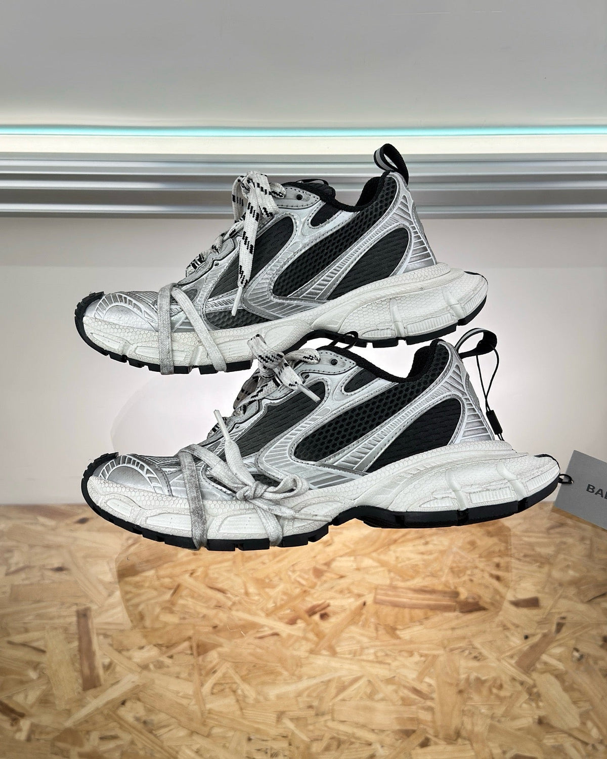 Caged Panel Runner White and Black Sneakers
