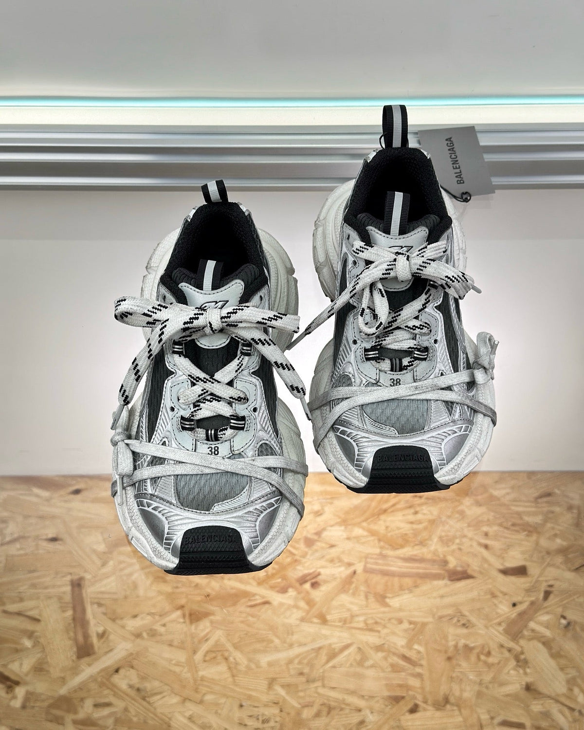 Caged Panel Runner White and Black Sneakers