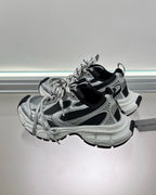 Caged Panel Runner White and Black Sneakers