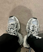 Caged Panel Runner White and Black Sneakers