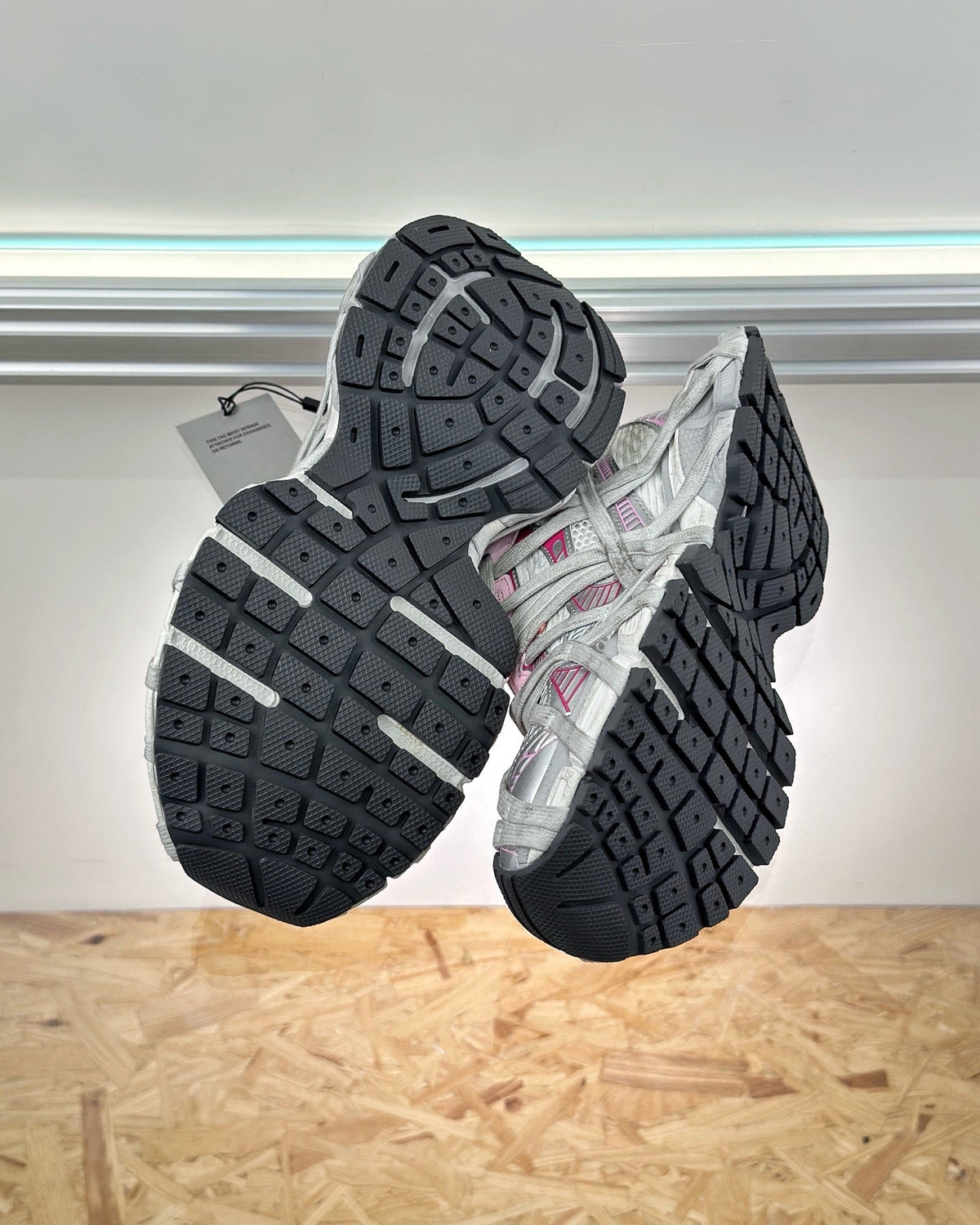 White and Pink Distressed Sneakers