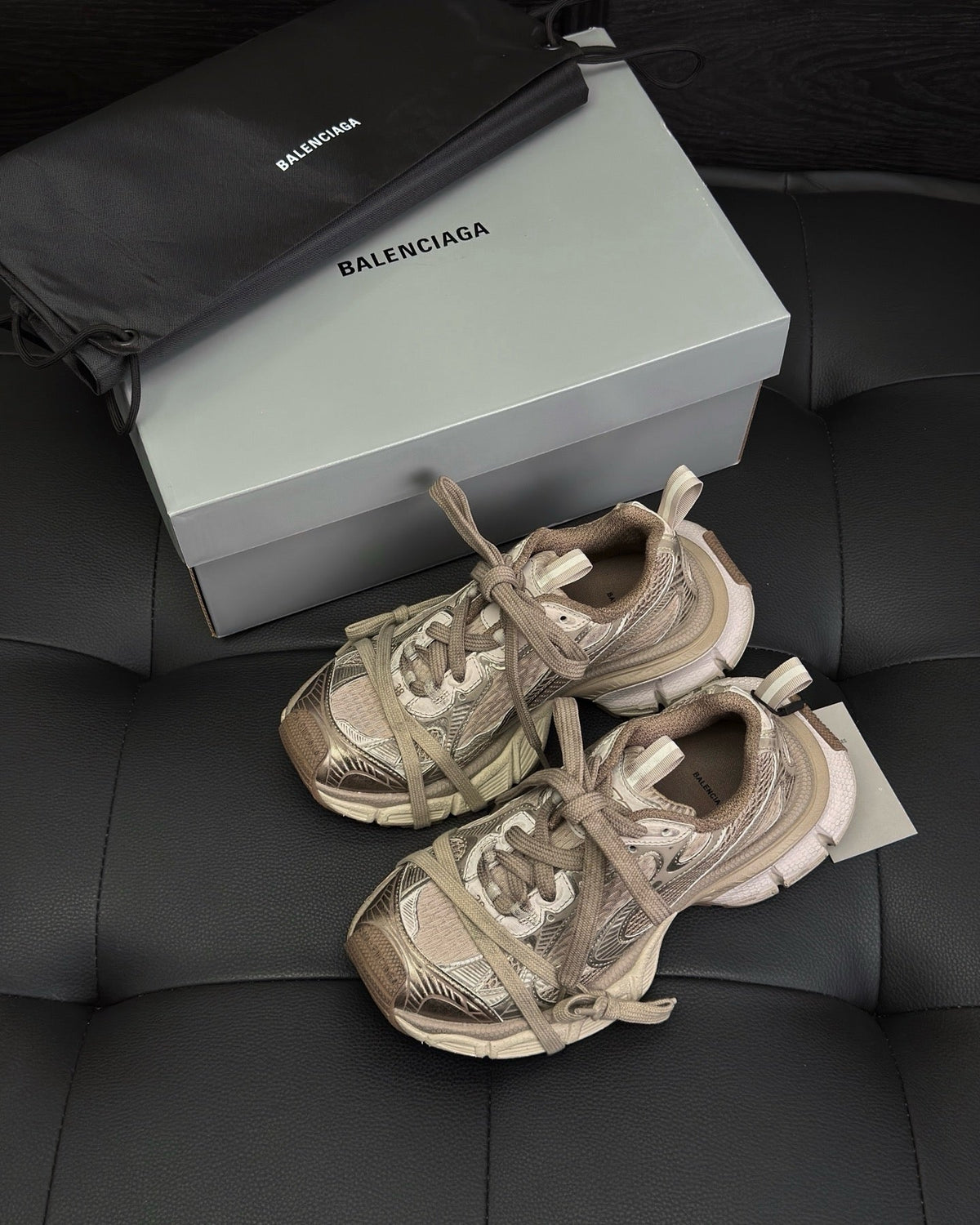 Caged Panel Runner Cream Sneakers