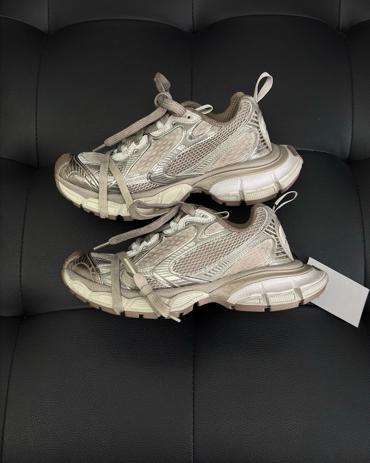 Caged Panel Runner Cream Sneakers