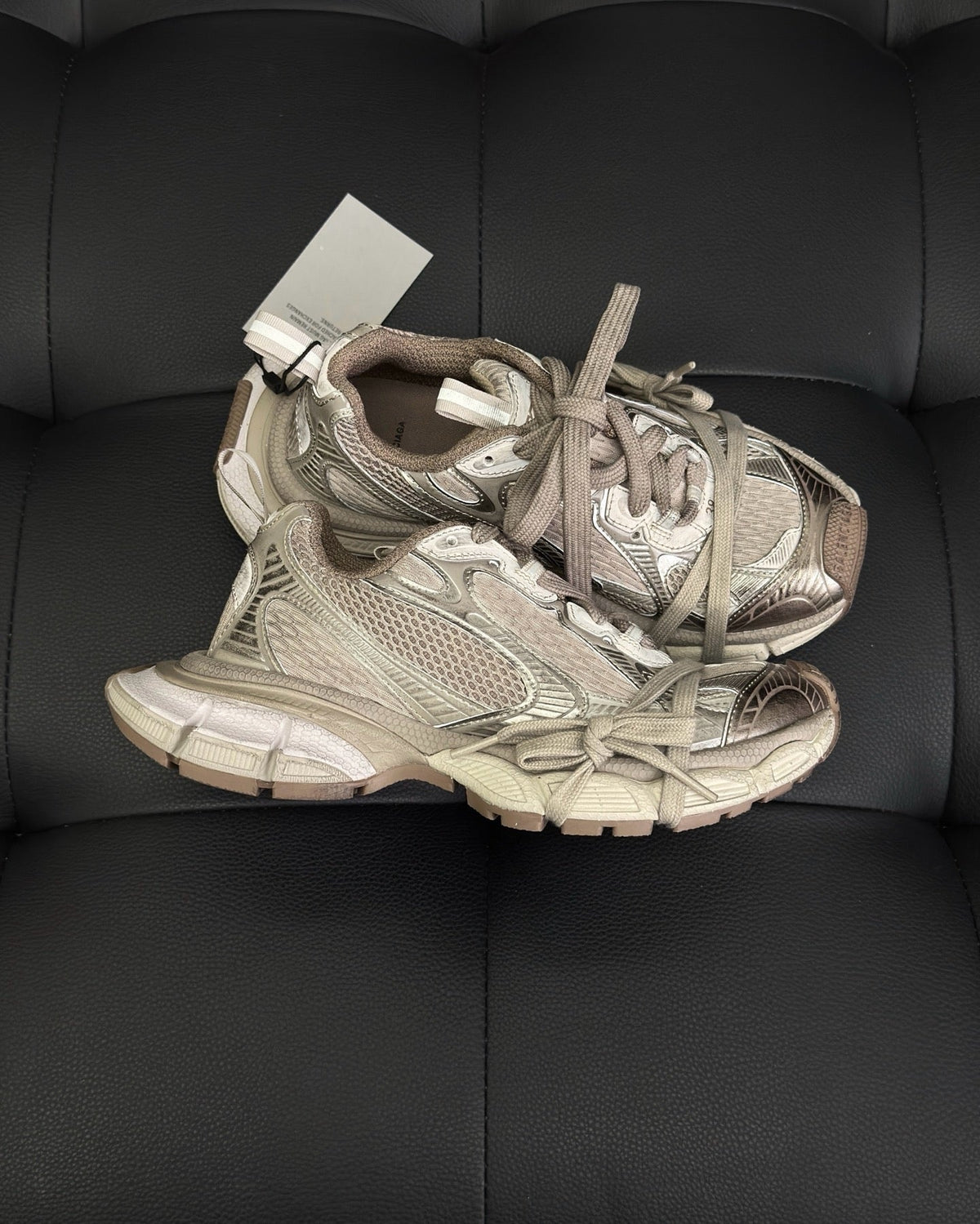 Caged Panel Runner Cream Sneakers