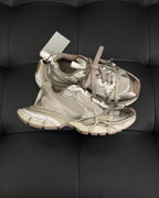 Beige Used-Look Mesh-Sneaker