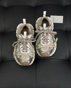 Beige Used-Look Mesh-Sneaker