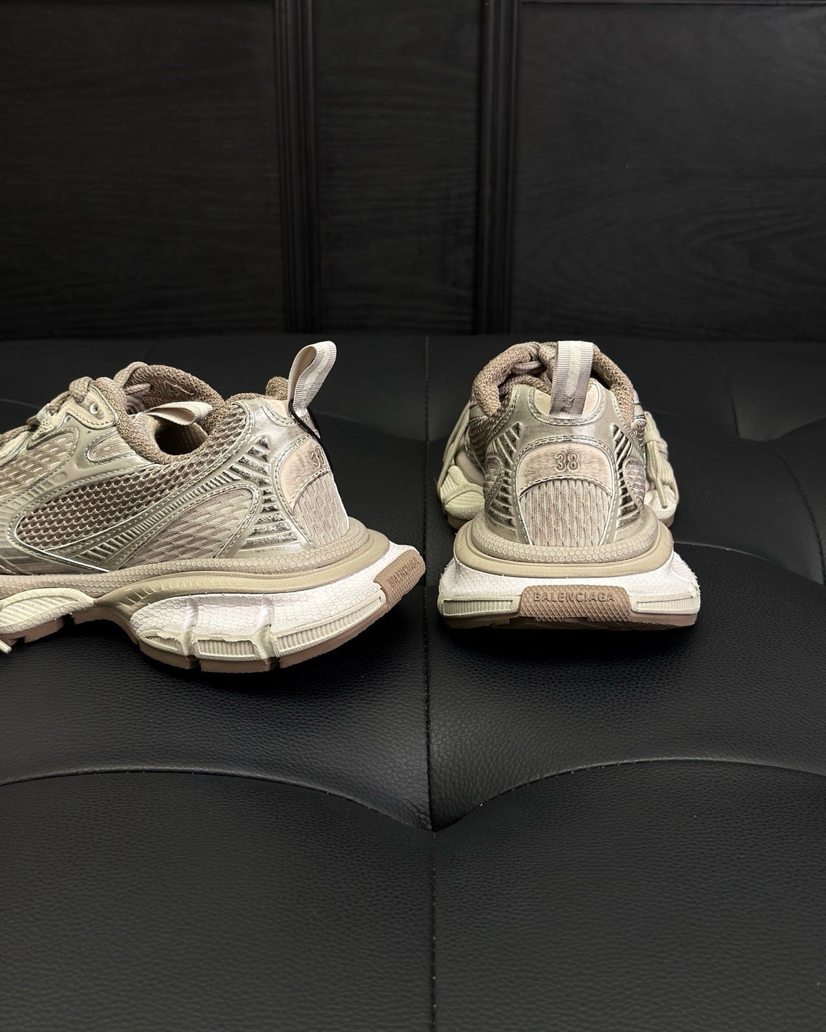 Caged Panel Runner Cream Sneakers