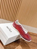 Rote Leder-Low-Top-Sneaker – Damen