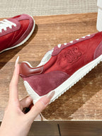 Rote Leder-Low-Top-Sneaker – Damen
