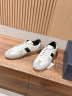 Leder-Sneaker Low-Top Weiß und Schwarz – Herren