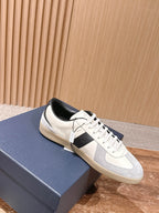 Leder-Sneaker Low-Top Weiß und Schwarz – Herren