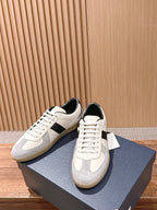 Leder-Sneaker Low-Top Weiß und Schwarz – Herren