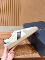 Leder-Sneaker Low-Top Weiß und Schwarz – Herren