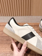 Leder-Sneaker Low-Top Weiß und Schwarz – Herren