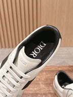 Leder-Sneaker Low-Top Weiß und Schwarz – Herren