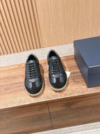 Leder-Sneaker Low-Top Weiß und Schwarz – Herren