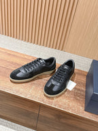 Leather Low-Top White and Tan Sneakers - Men's