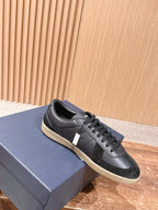 Leder-Sneaker Low-Top Weiß und Schwarz – Herren