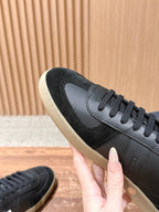 Leder-Sneaker Low-Top Weiß und Schwarz – Herren