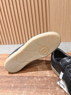 Leder-Sneaker Low-Top Weiß und Schwarz – Herren