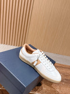 Leder-Sneaker Low-Top Weiß und Schwarz – Herren